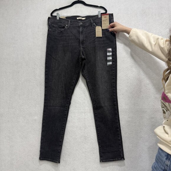 Levis 311 Shaping Skinny Jeans Womens 34 Black Dark Wash Stretch Denim Mid Rise - Picture 3 of 12